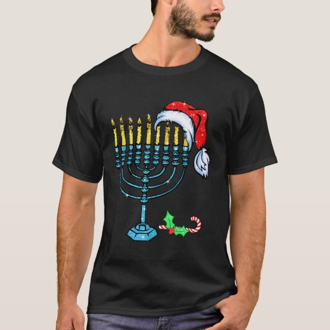 T-shirt Chrismukkah Hannukah Santa Hat Family Christmas Pa (Devant)