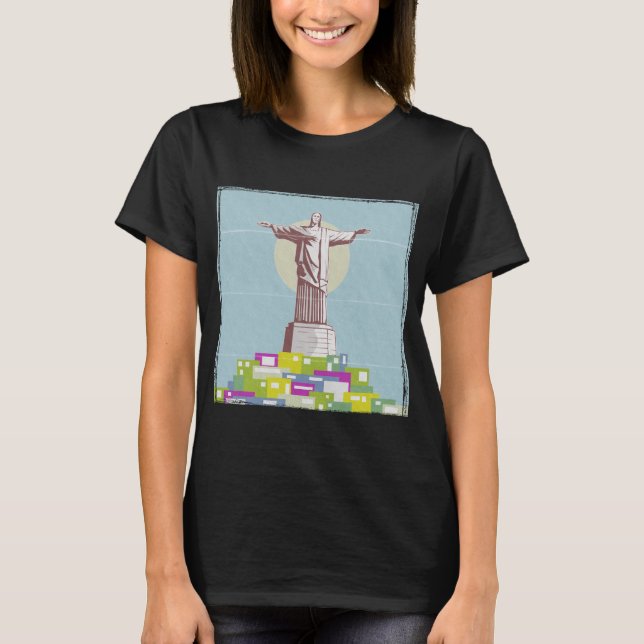 T-shirt Christ le Rédempteur affiche de voyage Favela (Devant)