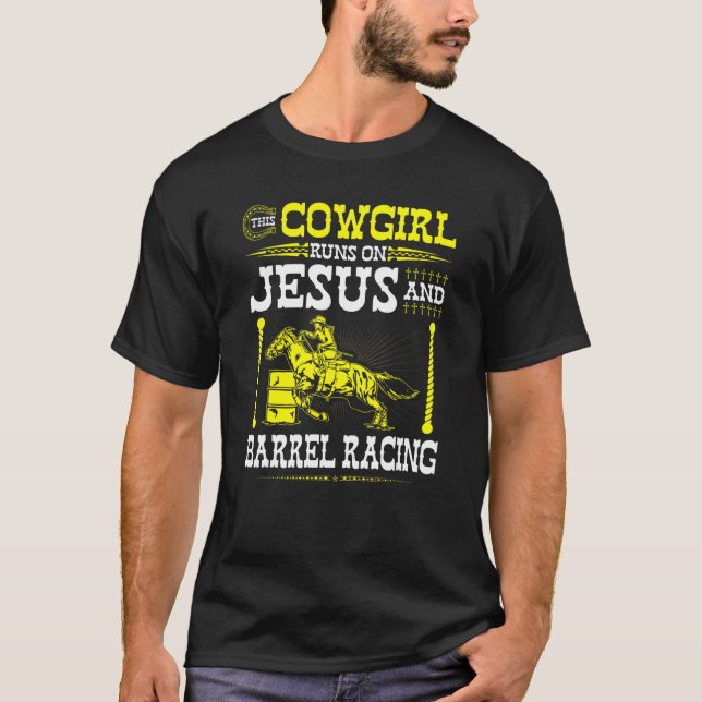 T-shirt Christian Barrel Racing Cowgirl tourne Sur Jesus B (Devant)