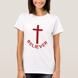 T-shirt Christian Believer Croix Rouge et design de texte