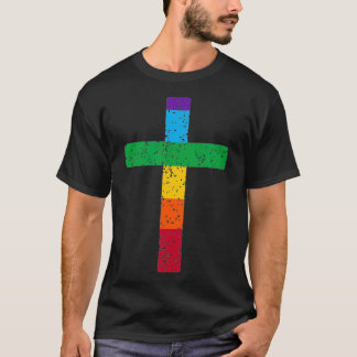T-shirt Christian Cross Symbol LGBT Gay Pride Men Women Ka