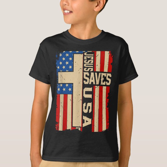 T-shirt Christian Faith Jesus Save Usa Patriotic American  (Devant)