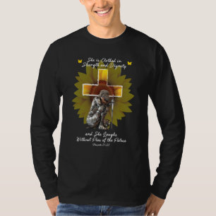 T-shirt Christian For Women Cross Bible Verse Tournesol