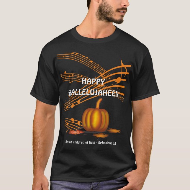T-shirt Christian Halloween HAPPY HALLELUJAHEEN | CITROUIL (Devant)