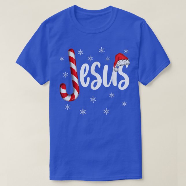T-shirt Christian Jesus Is The Reason Candy Cane Religious (Design devant)