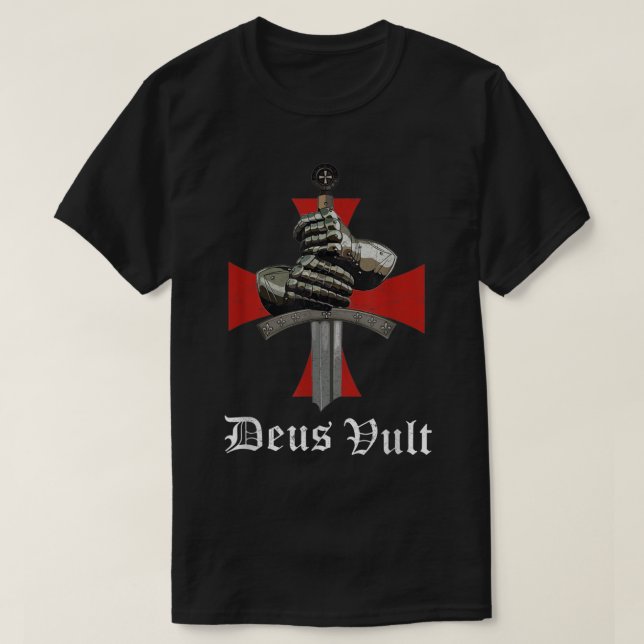 T-shirt Christian Knight Templier Croiseur Arme Armor Deus (Design devant)