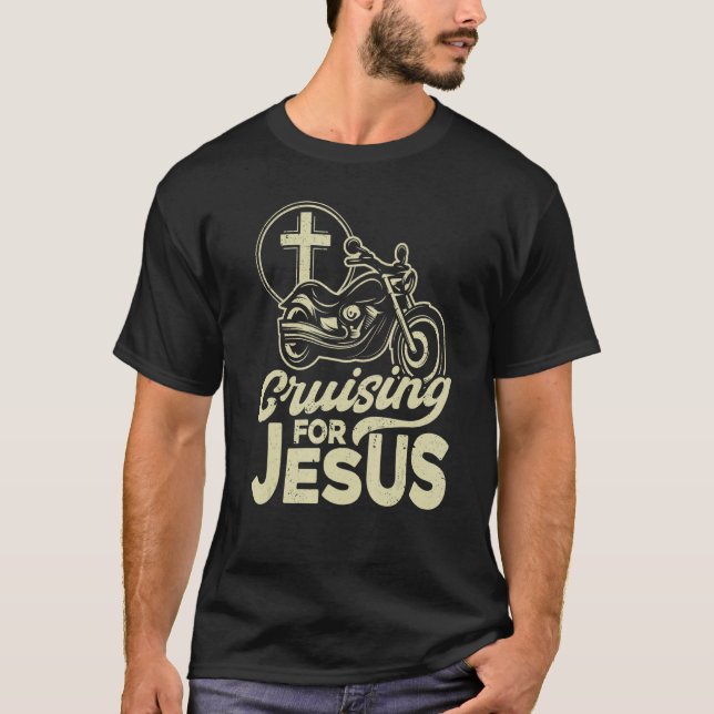 T-shirt Christian Motorcycle Biker Croisière Pour Jesus Fa (Devant)