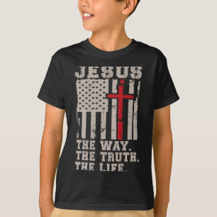 T-shirt Christian Patriotique Jésus Chemin Vérité Vie Amér
