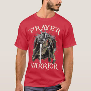 T-shirt Christian Prayer Warrior Green Camo Cross Religiou