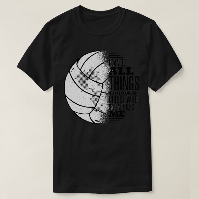 T-shirt Christian Volleyball Tee I Can Do All Things Scrip (Design devant)