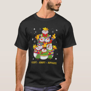 T-shirt Christmas Accepter Adapt Advocate Snowman Autism S
