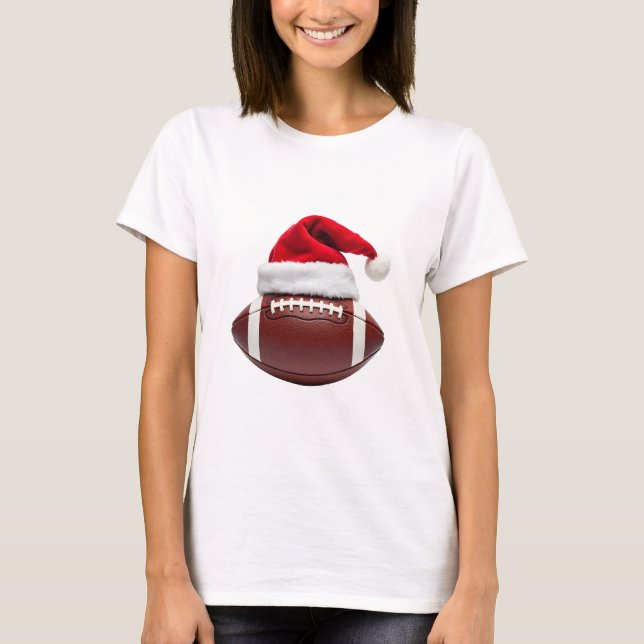 T-shirt Christmas American Football Ball Santa Hat (1) (Devant)