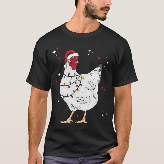 T-shirt Christmas Animal Chicken Xmas Farmer (Devant)