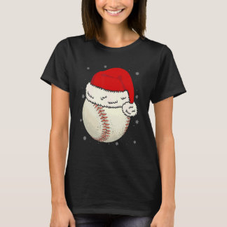 T-shirt Christmas Baseball Ball Santa Hat Xmas Boys Catche