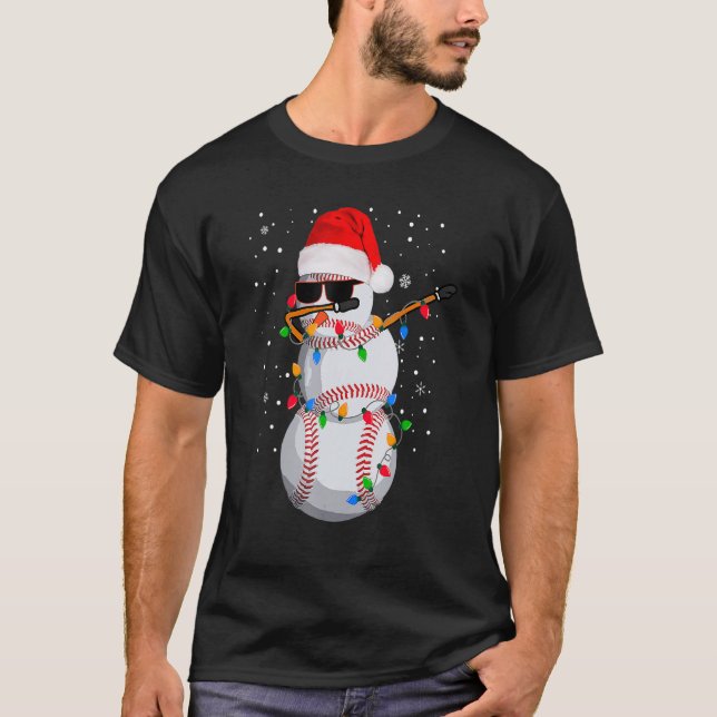 T-shirt Christmas Baseball Snowman Dabbing Pajamas For Boy (Devant)