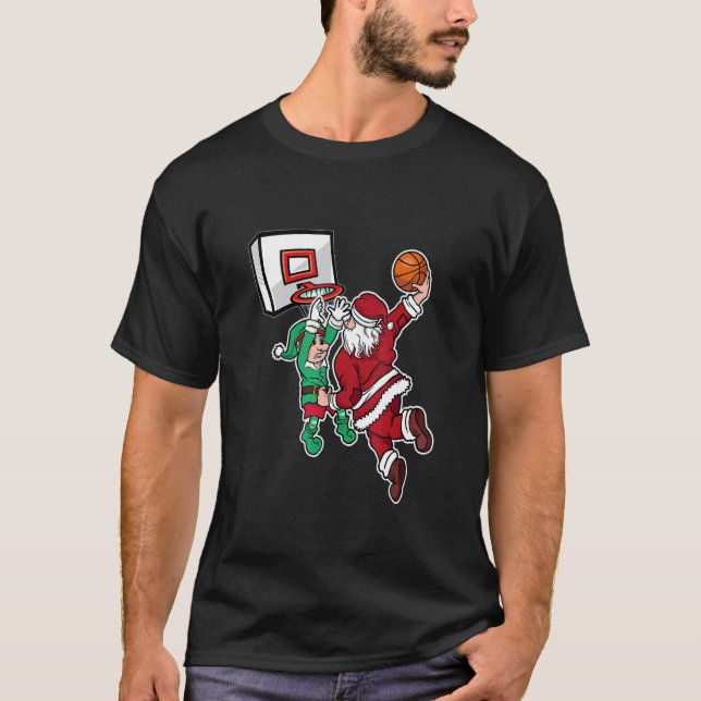 T-shirt Christmas Basketball Player Santa Dunk Xmas (Devant)