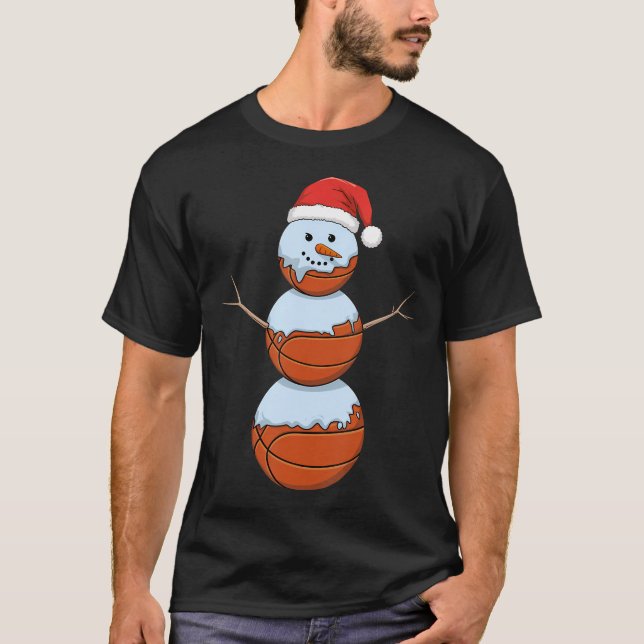 T-shirt Christmas Basketball Shirt Snowman Basketball Chri (Devant)