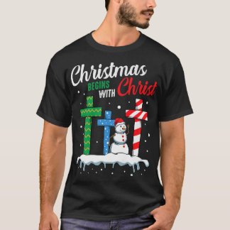 T-shirt Christmas Begins With Christ Celebrate Happy Chris