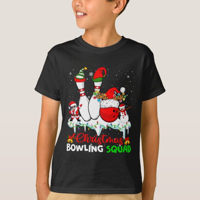 T-shirt Christmas Bowling Squad Dabbing Santa Elf Bowling  (Devant)