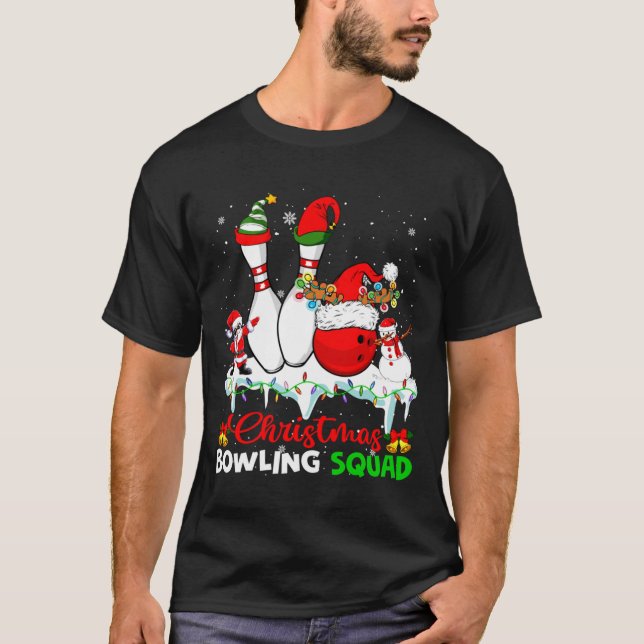 T-shirt Christmas Bowling Squad Dabbing Santa Elf Bowling  (Devant)