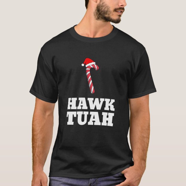 T-shirt Christmas Candy Cane Hawk Tuah Spit On That Thang  (Devant)