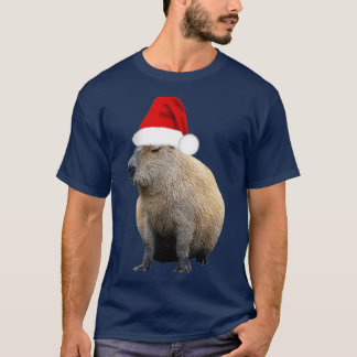 T-shirt Christmas Capybara Santa Hat