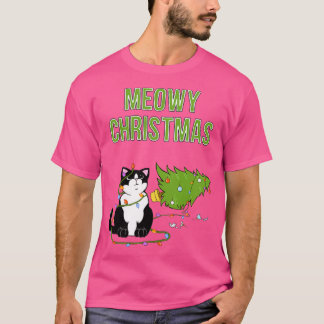 T-shirt Christmas Cat Tuxedo Cat xmas arbre drôle kitty Me