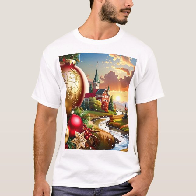T-shirt Christmas Cheer Sunset Countryside (Devant)