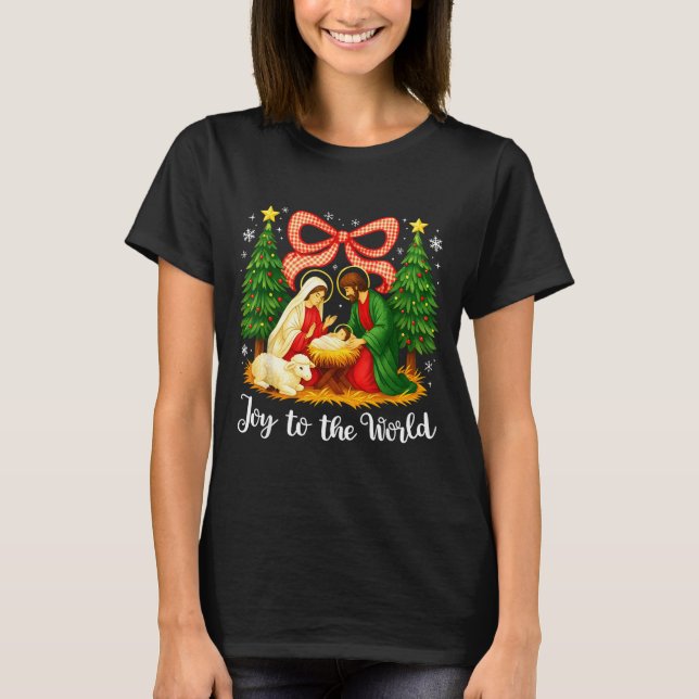 T-shirt Christmas Christian Joy To The World Coquette Jesu (Devant)