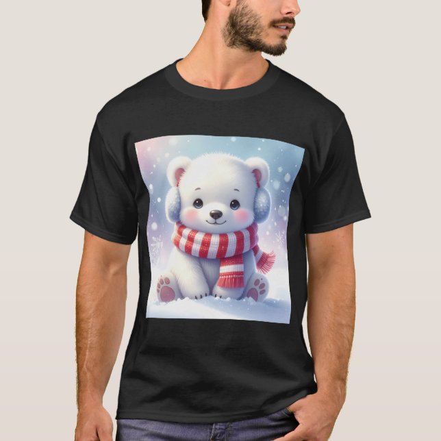 T-shirt Christmas Cub: Cozy Polar Bear in a Snowy Wonder (Devant)