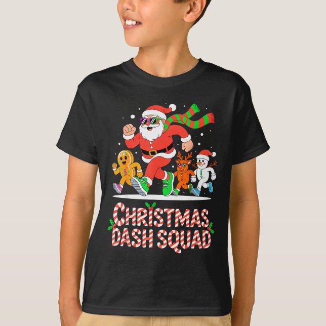 T-shirt Christmas Dash Squad Running Runner Marathon Team  (Devant)