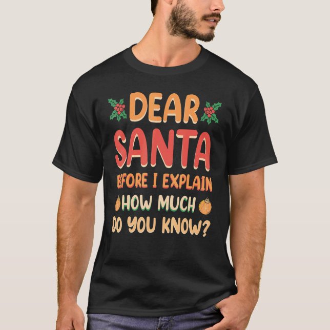 T-shirt Christmas Dear Santa Before I Explain How Much Do  (Devant)