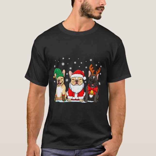 T-shirt Christmas Dog French Bulldog Xmas Dog Lover Men Wo (Devant)
