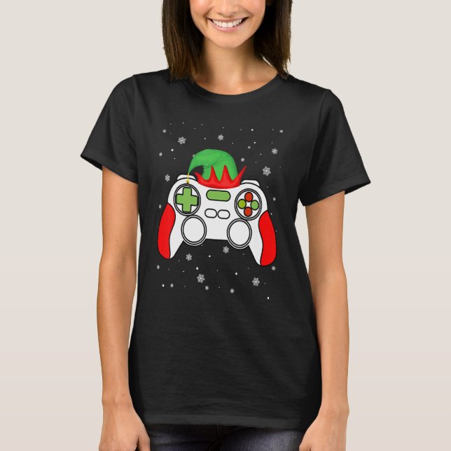 T-shirt Christmas Elf Gamer Controller Boys Kids Teens Gam (Devant)