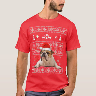 T-shirt Christmas English Bulldog In Santa Hat Xmas Ugly S