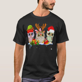 T-shirt Christmas Farm Animals Owl Santa Hat Family Pajama