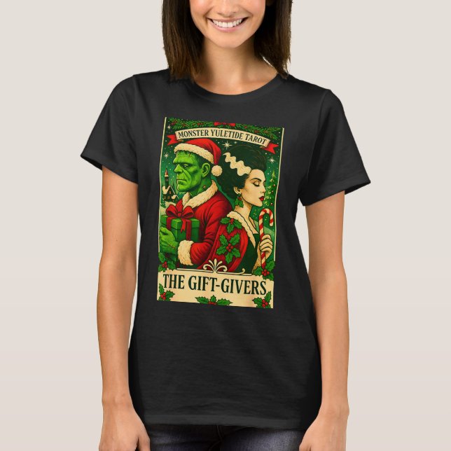 T-shirt Christmas Frankenstein And Bride The Lovers Tarot  (Devant)
