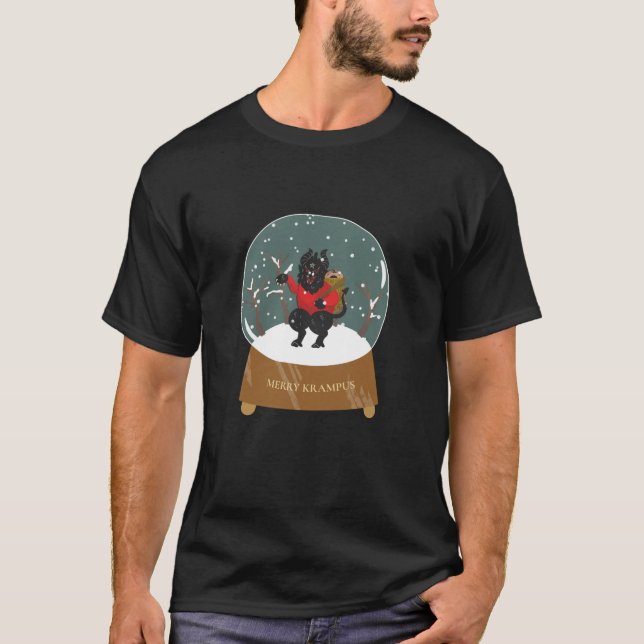 T-SHIRT CHRISTMAS FUNNY KRAMPUS NEIGE KRAMPUS GLOBE X (Devant)