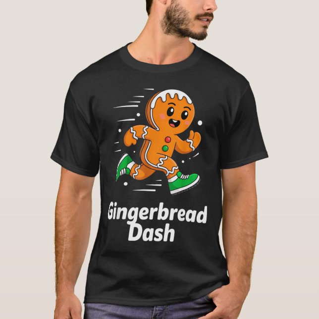 T-shirt Christmas Gingerbread Dash Running Runner Xmas Mar (Devant)
