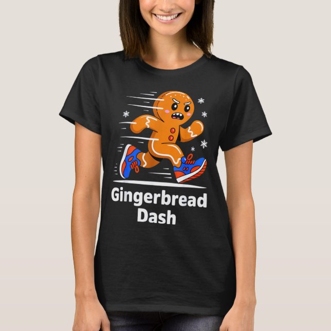 T-shirt Christmas Gingerbread Dash Running Runner Xmas Mar (Devant)