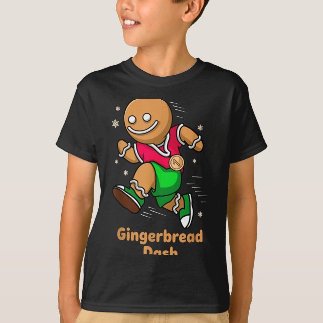 T-shirt Christmas Gingerbread Dash Running Runner Xmas Mar (Devant)