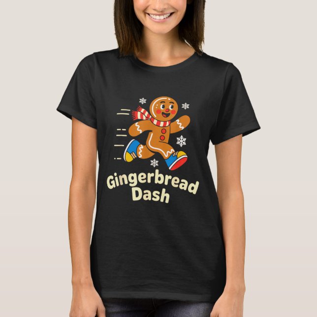 T-shirt Christmas Gingerbread Dash Running Runner Xmas Mar (Devant)