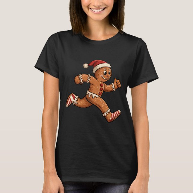 T-shirt Christmas Gingerbread Running Funny Runners Pajama (Devant)