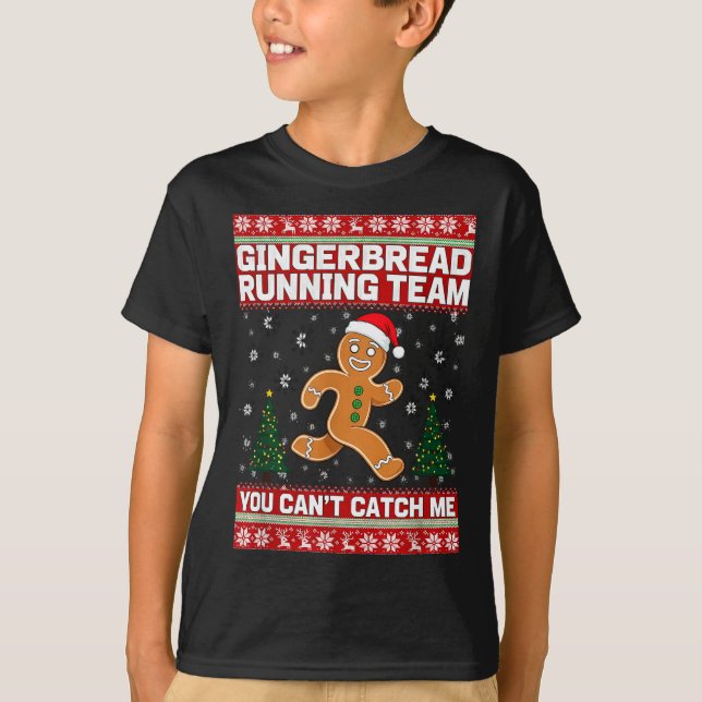 T-shirt Christmas Gingerbread Running Team Funny Xmas Tee  (Devant)
