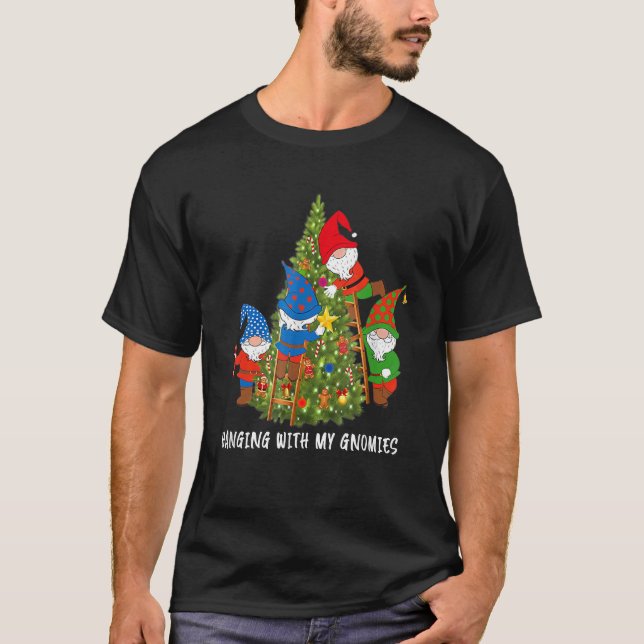 T-shirt Christmas Gnome Hanging With My Gnomies Tree Holid (Devant)