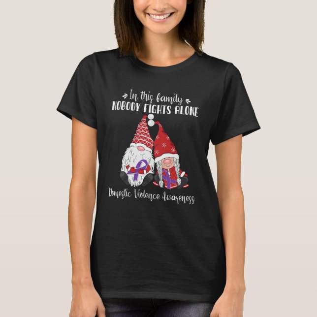 T-shirt Christmas Gnomes Domestic Violence Awareness (Devant)