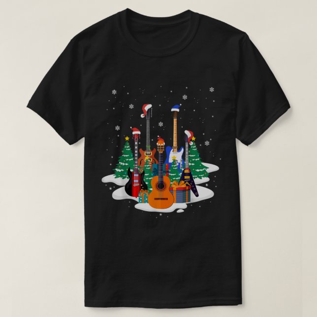 T-shirt Christmas Guitar Tree Holiday Design (Design devant)