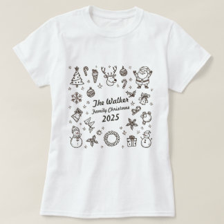 T-shirt Christmas Hand Drawn Doodles Custom Family Year 