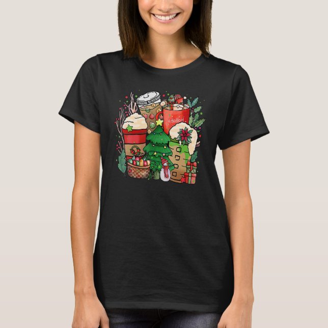 T-shirt Christmas Iced Coffee Hot Cocoa Coffee  Caffeinate (Devant)