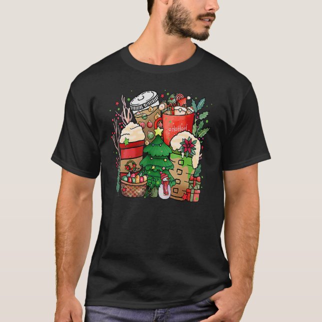 T-shirt Christmas Iced Coffee Hot Cocoa Coffee  Caffeinate (Devant)